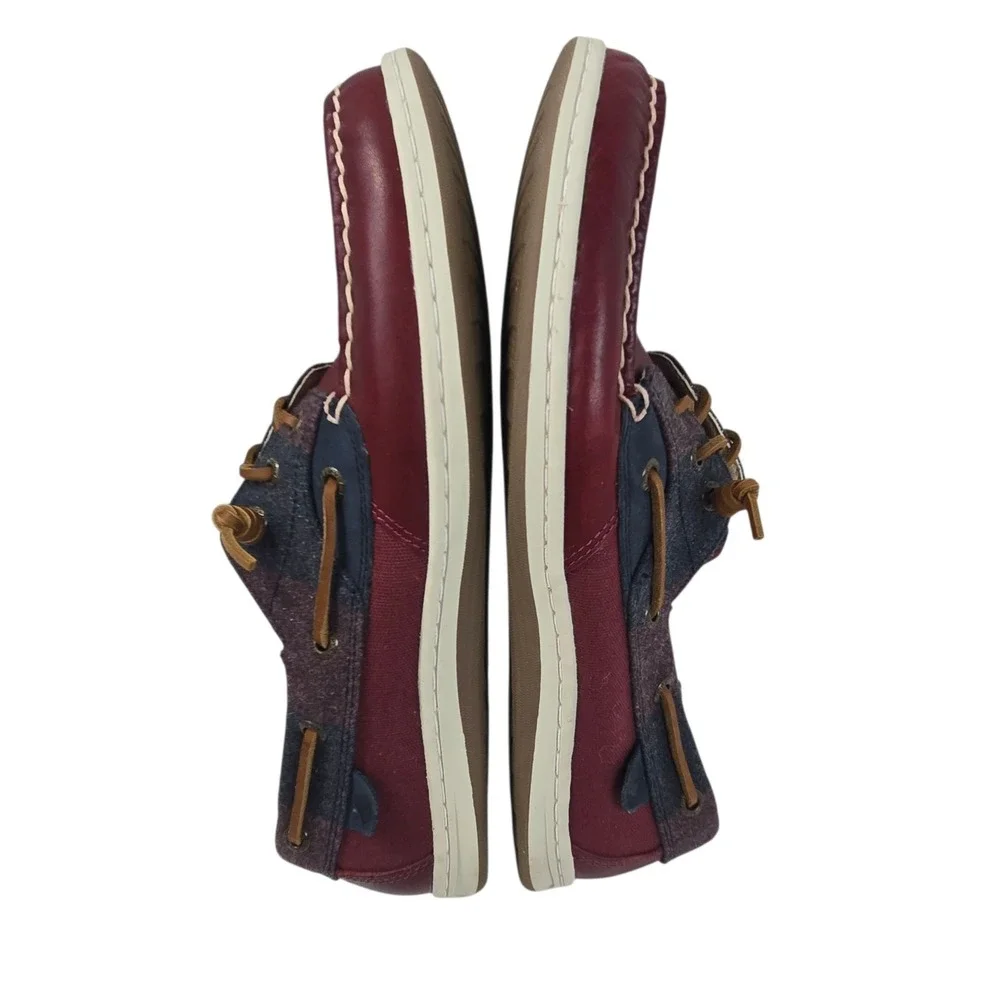 Sperry Songfish Varsity Wool Boat Shoe Women's 10 Maroon Navy 84410 NWOB